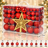 Kit de Bolas de Natal Vermelho e Dourado - 100 Bolas + Estrela