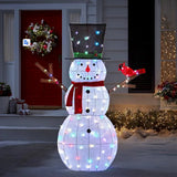Boneco de Neve Cintilante Iluminado 1,83 m com Passarinho – 100 LEDs Coloridos