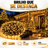 Cordão LED 1600 LEDs 50m com Strobo - Luz Quente Prova d'Água
