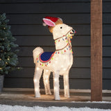 Figura de Natal Alpaca Iluminada 78 cm com Gorro de Papai Noel