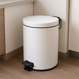 Lixeira com Pedal Metal Branca 12L Tampa Automática
