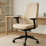 Cadeira de Escritório Ergonômica Tecido Bege com Rodízios