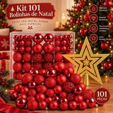 Kit 100 Bolinhas de Natal + Ponteira Estrela e Maleta