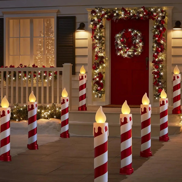 Kit 2 Velas Gigantes Iluminadas Bastão de Doce – 91 cm, LED Cintilante