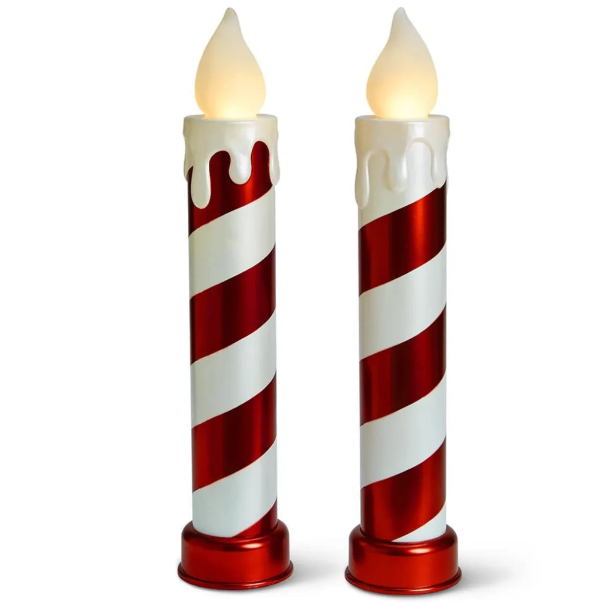 Kit 2 Velas Gigantes Iluminadas Bastão de Doce – 91 cm, LED Cintilante
