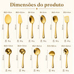 Kit Utensílios de Cozinha 11 Peças Aço Inox Dourado Premium