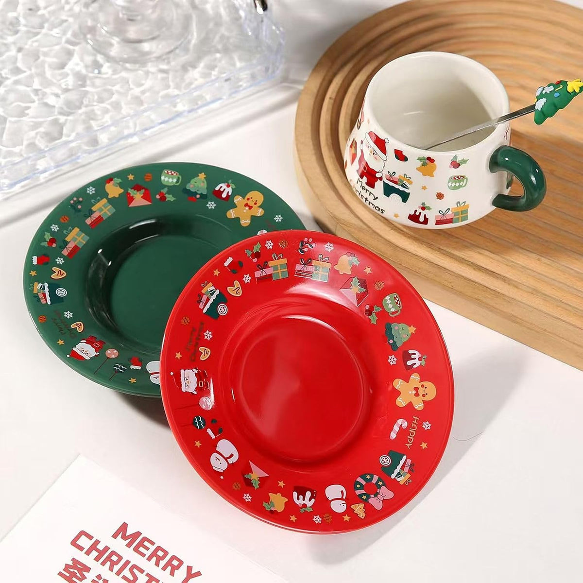 Caneca Casal Natalino com Colher Decorada