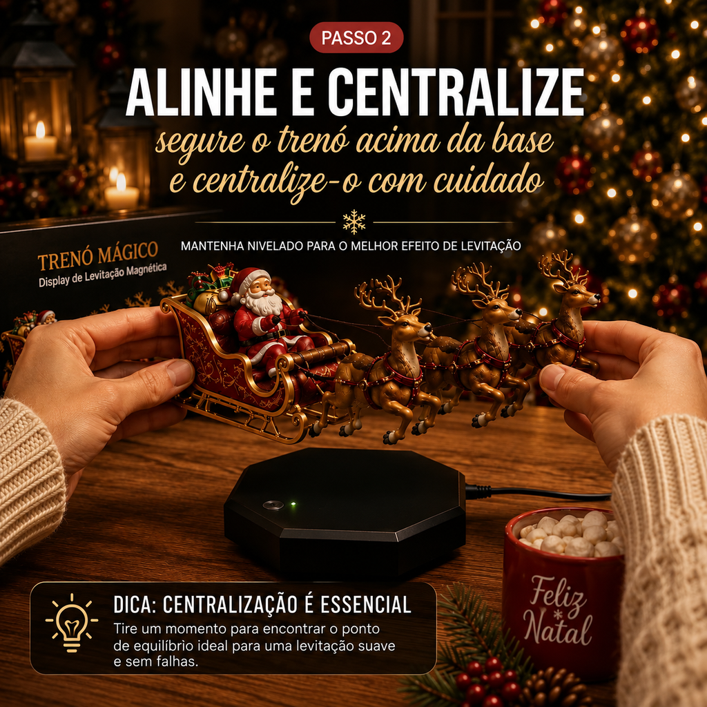 Trenó Mágico do Papai Noel - Display de Levitação Magnética