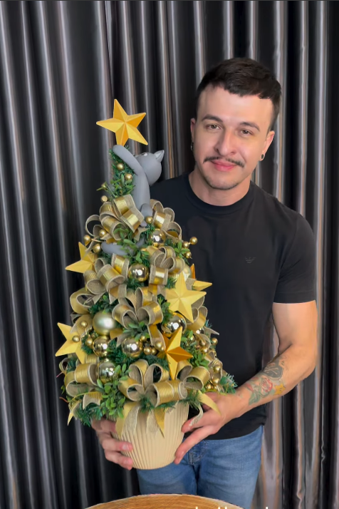 Mini Árvore Gatinho de Natal