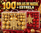 100 Bolas de Natal + Estrela - Vermelho e Dourado
