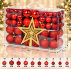 Kit 100 Bolas de Natal + Estrela - Vermelho