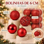 32 Bolinhas de Natal 6 cm - Vermelho