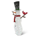 Boneco de Neve Cintilante Iluminado 1,83 m com Passarinho – 100 LEDs Coloridos