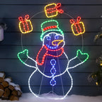 Boneco de Neve em LED Neon 98 cm – 200 LEDs Coloridos com Animação