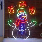 Boneco de Neve em LED Neon 98 cm – 200 LEDs Coloridos com Animação
