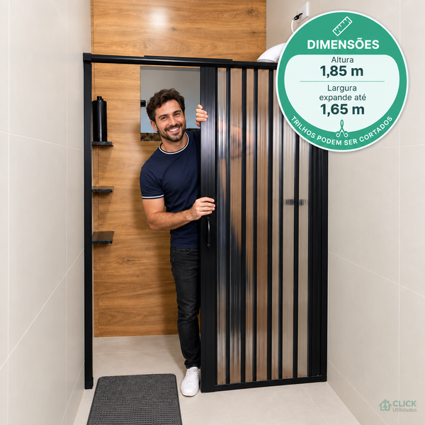Box para Banheiro Sanfonado PVC Preto