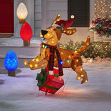 Cachorrinho de Natal Iluminado Saltitante 1,22 m – 144 LEDs Coloridos