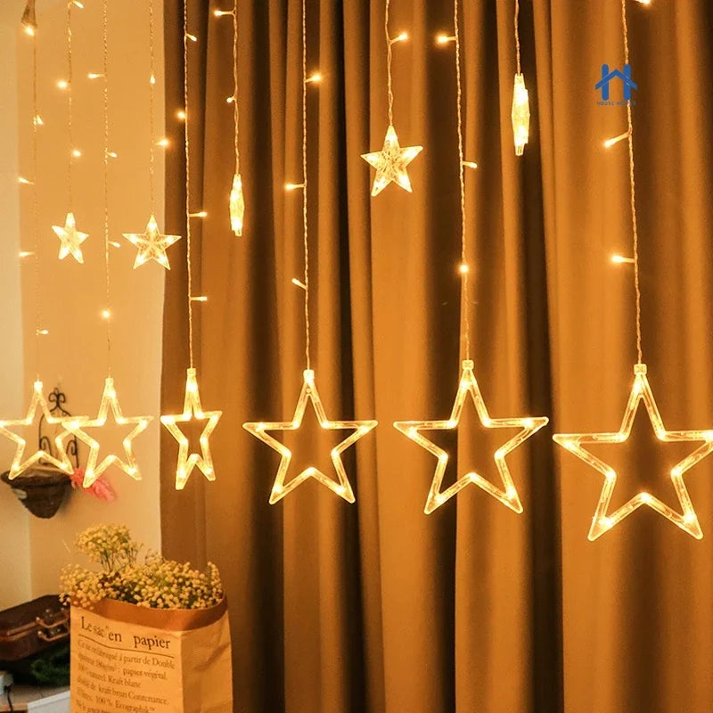 Cascata de Estrelas 138 LEDs 2,5m Bivolt - 8 Funções