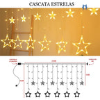 Cascata de Estrelas 138 LEDs 2,5m Bivolt - 8 Funções
