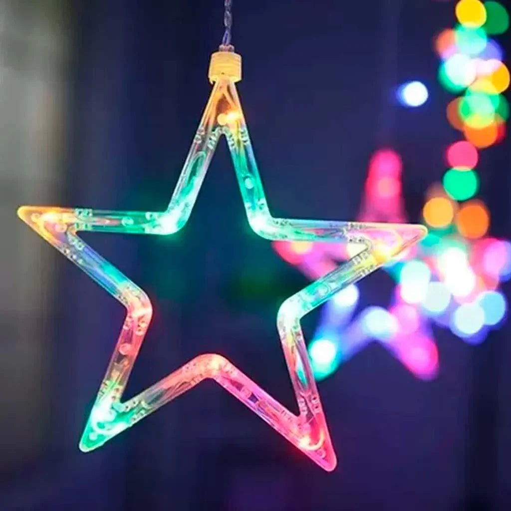 Cascata de Estrelas 138 LEDs 2,5m Bivolt - 8 Funções
