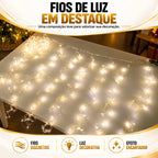 Cortina Fio de Fada 1600 LEDs 3x2m - Luz Quente Bivolt