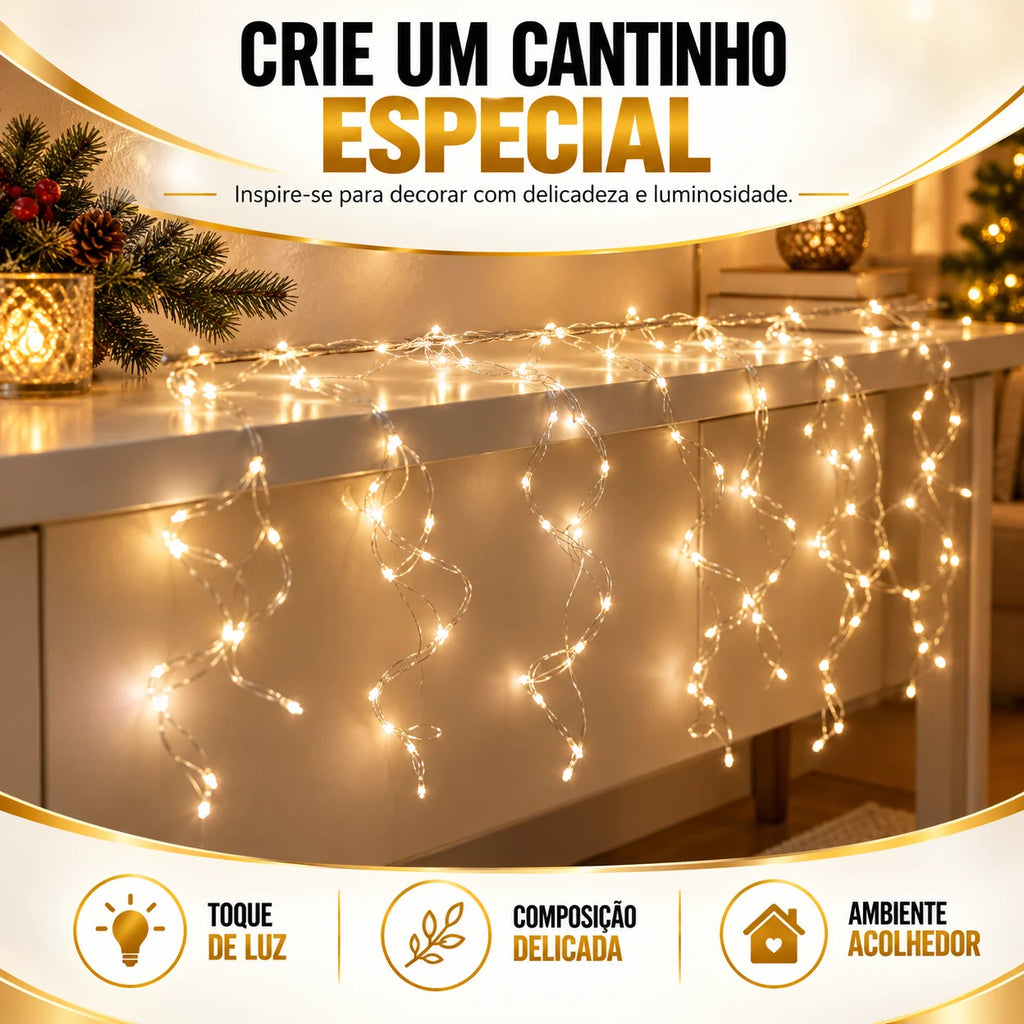 Cortina Fio de Fada 1600 LEDs 3x2m - Luz Quente Bivolt