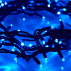 Cordão de 100 Luzes LED Azuis Conectável – 8 Efeitos e Temporizador