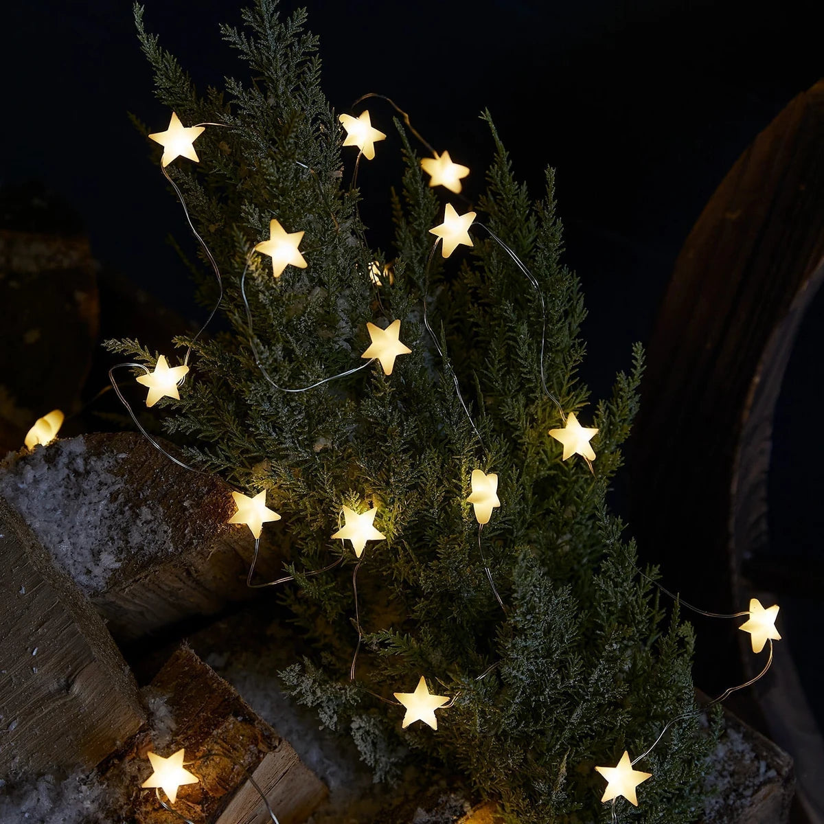Cordão de Estrelinhas 50 LEDs a Pilha Branco Quente – 4,9 m com Temporizador