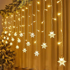 Cortina de LED Flocos de Neve – 3 m, Amarela, Branca, Colorida ou Azul