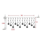 Cortina de LED Flocos de Neve – 3 m, Amarela, Branca, Colorida ou Azul