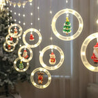 Cortina de Luzes LED com Figuras Natalinas – Argolas, Árvores, Corações e Estrelas