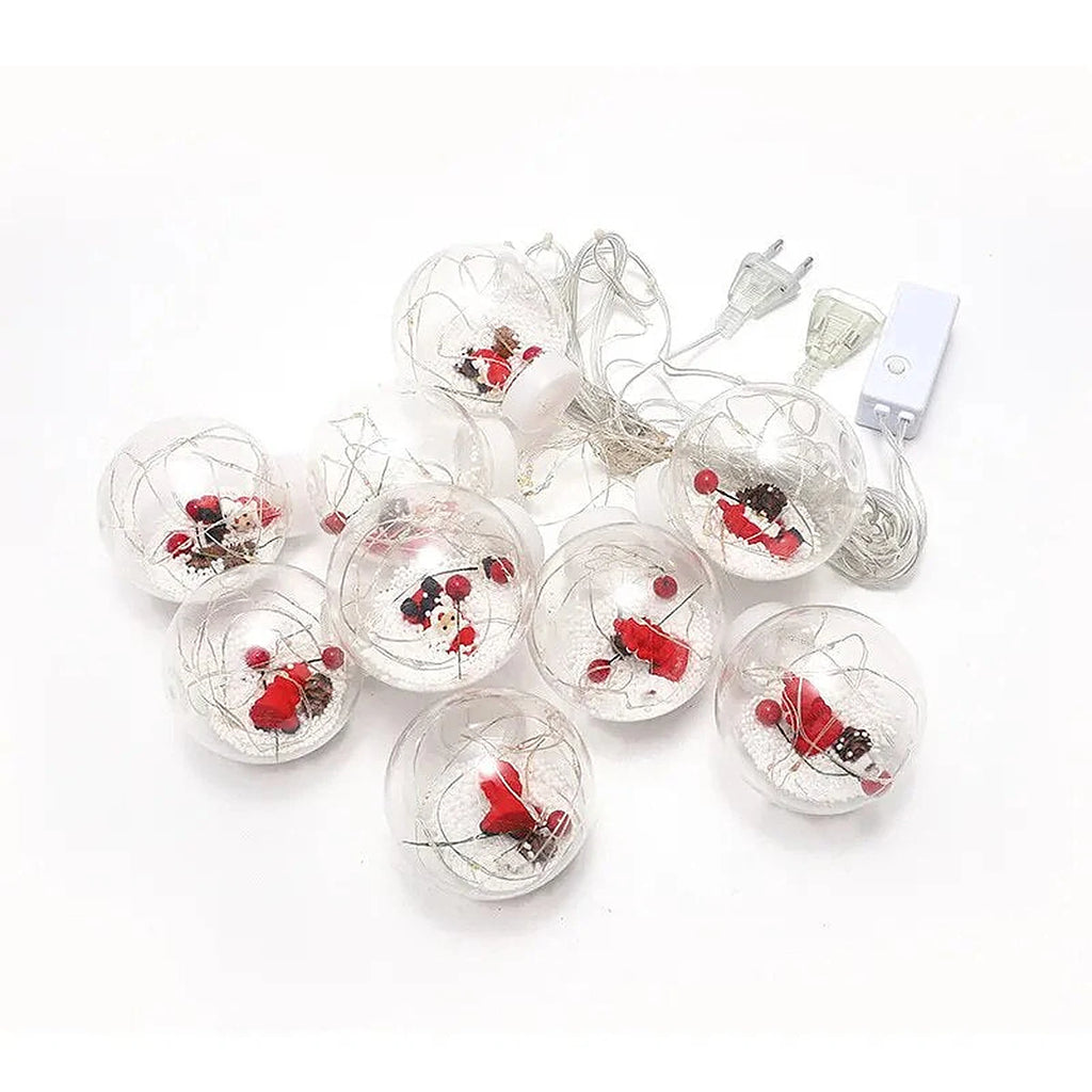 Cortina de Luzes LED com Globos Natalinos – Papai Noel, Árvore ou Boneco de Neve