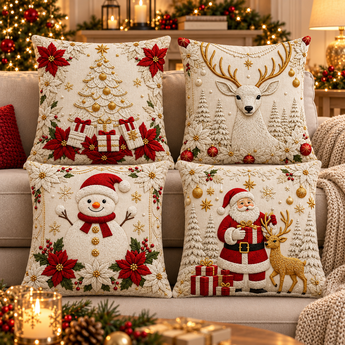 Capas de Almofada Papai Noel - no sofá