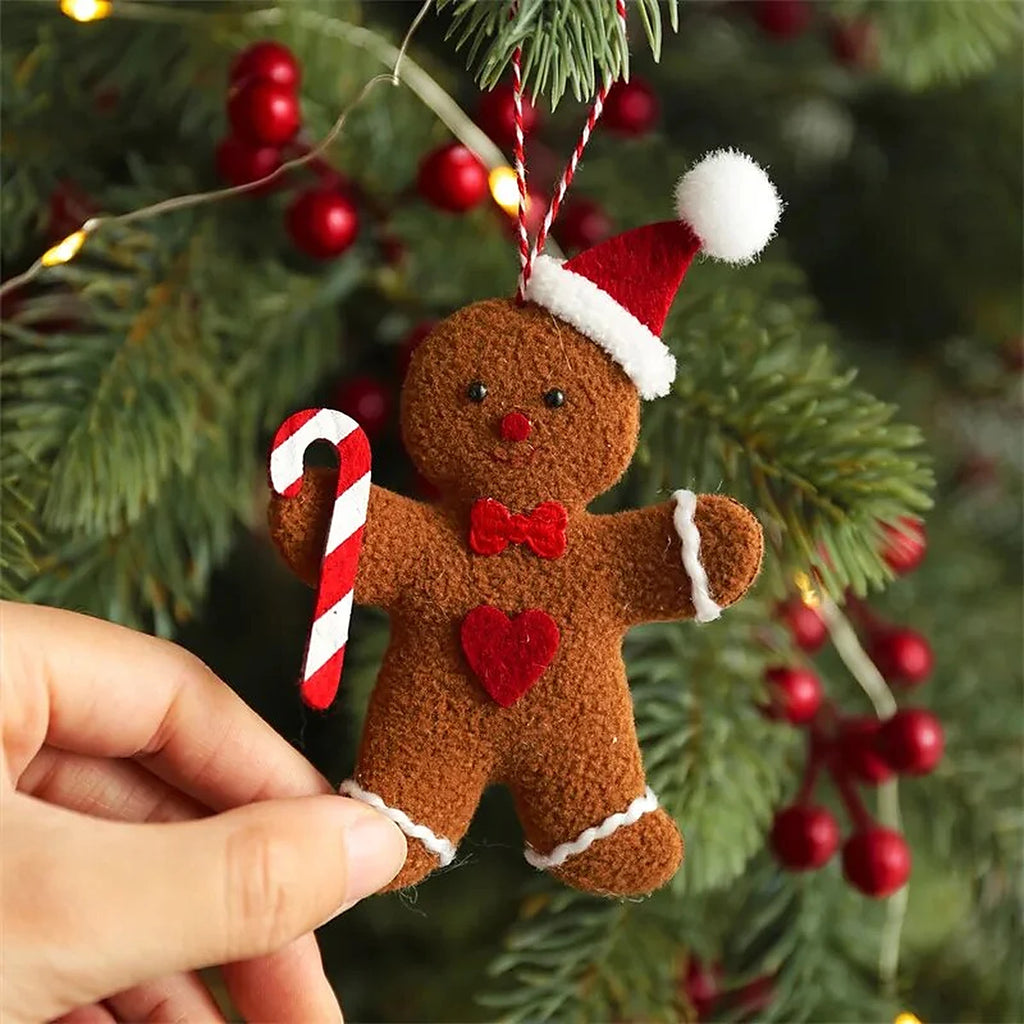 Enfeite Bolachinha de Gengibre de Pelúcia para Árvore de Natal