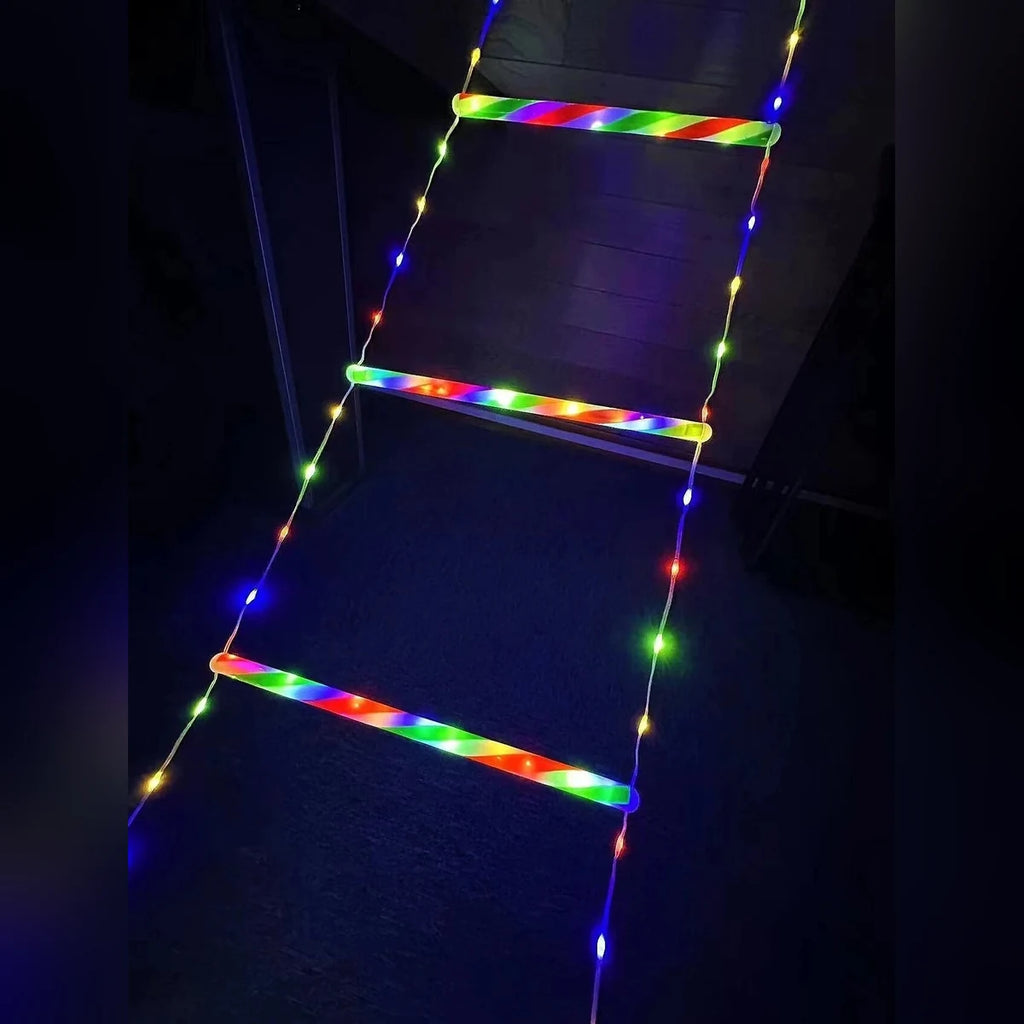 Escada de Luz LED Colorida com Papai Noel Escalando – 3 m com Controle