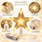Estrela LED Ponteira de Árvore - Efeito Cristal Luz Quente