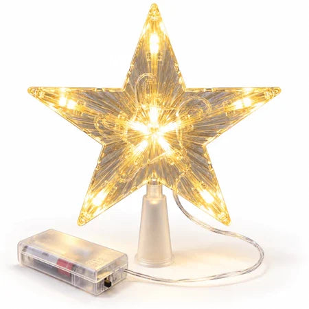 Estrela LED Ponteira de Árvore - Efeito Cristal Luz Quente