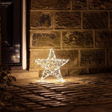 Estrela 3D Iluminada 35 cm – 200 Micro LEDs Branco Quente, 8 Funções