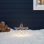 Estrela 3D Iluminada 35 cm – 200 Micro LEDs Branco Quente, 8 Funções