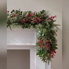 Festão de Natal com Frutinhas Vermelhas e LED – 60 cm x 2 m