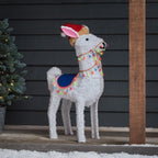 Figura de Natal Alpaca Iluminada 78 cm com Gorro de Papai Noel