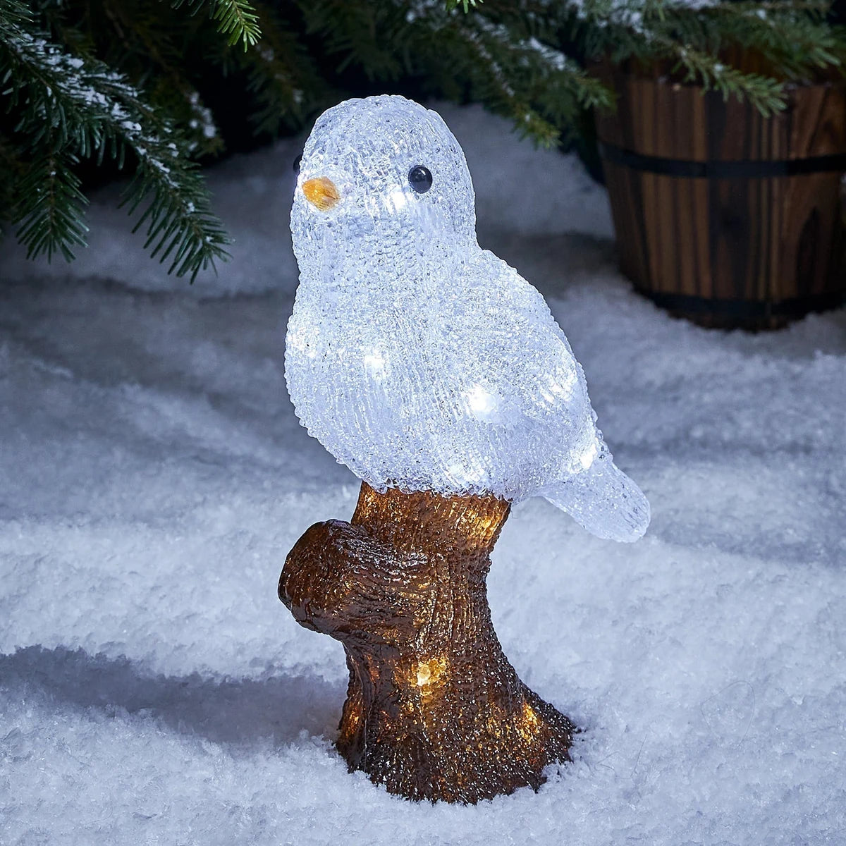 Figura de Natal Pássaro de Acrílico Iluminado 28,5 cm – 20 LEDs a Pilha