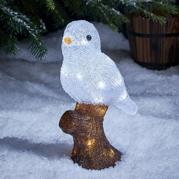 Figura de Natal Pássaro de Acrílico Iluminado 28,5 cm – 20 LEDs a Pilha