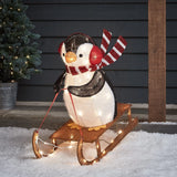 Figura de Natal Pinguim no Trenó Iluminado 66 cm – 60 LEDs Branco Quente