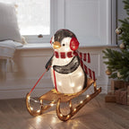 Figura de Natal Pinguim no Trenó Iluminado 66 cm – 60 LEDs Branco Quente