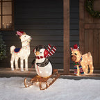 Figura de Natal Pinguim no Trenó Iluminado 66 cm – 60 LEDs Branco Quente