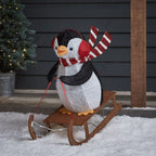 Figura de Natal Pinguim no Trenó Iluminado 66 cm – 60 LEDs Branco Quente