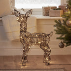 Filhote de Rena Iluminado em Rattan Marrom 60 cm – 80 LEDs Branco Quente