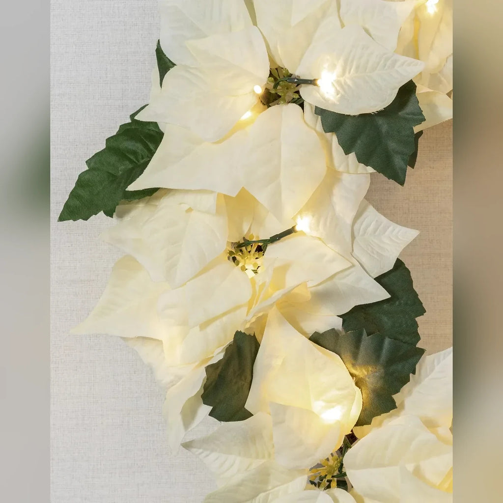 Guirlanda Flores Marfim com LED 90 cm