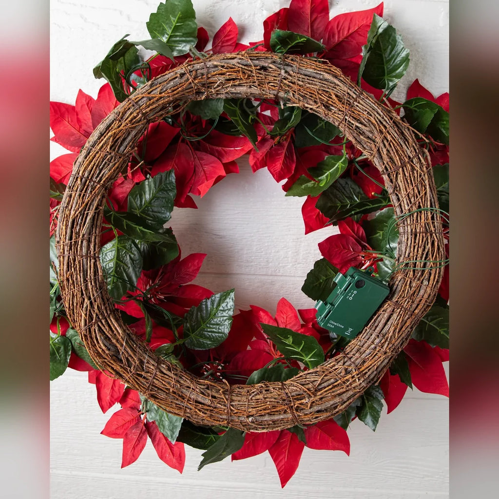 Guirlanda Natal Flores Vermelhas com LED 90 cm
